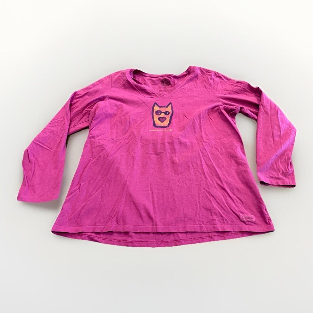 Life is Good Womens Crusher Tee Pink Unconditional Rocket Dog Long Sleeve XL